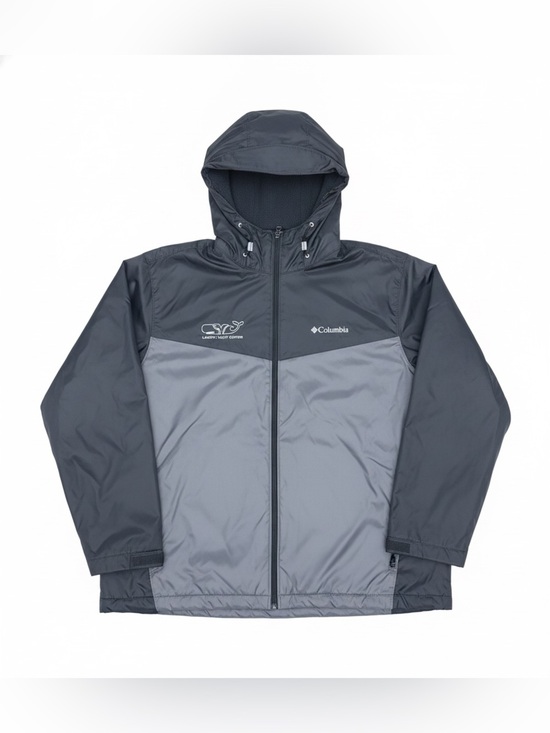 Columbia Other - Columbia XL Hooded Fleece Lined Jacket Gray Black Full Zip Windbreaker Coat